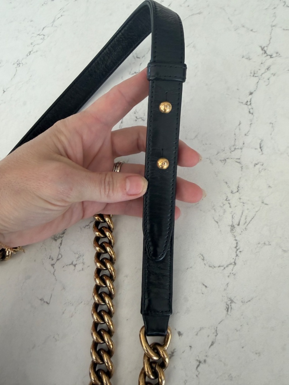 Chanel Small Boy Bag Black Quilted Calfskin Antique Gold Hardware Crossbody - Picture 14 of 16